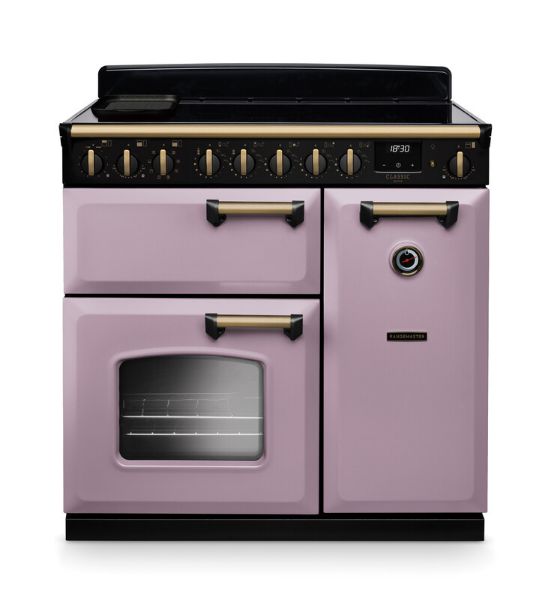 Rangemaster 18406 Classic Deluxe 90 Induction Range Cooker in Heather with Antique Brass Trim - CLDL90EIPHTH/AB1
