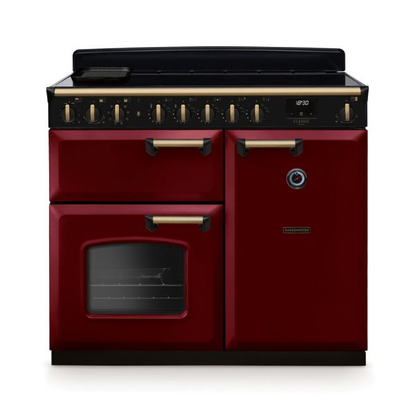 Rangemaster 18315 Classic Deluxe 100 Induction Range Cooker in Bordeaux with Antique Brass Trim - CLDL100EIPBOR/AB1
