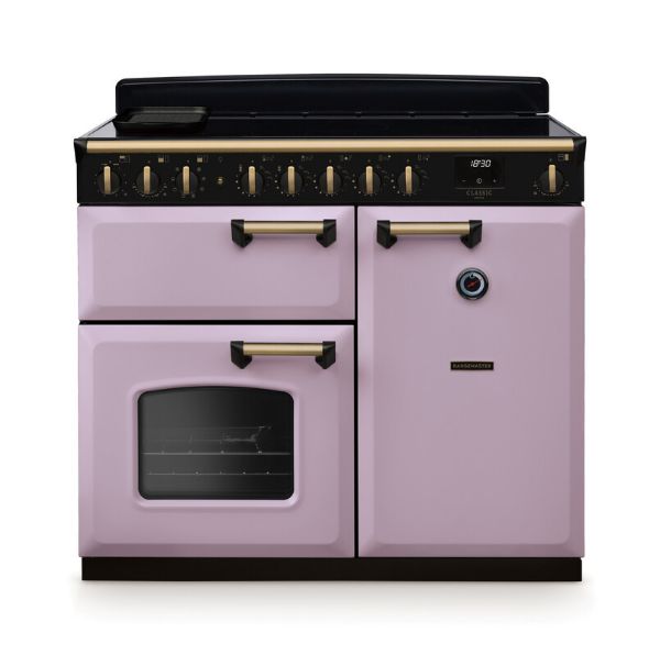Rangemaster 18411 Classic Deluxe 100 Induction Range Cooker in Heather with Antique Brass Trim - CLDL100EIPHTH/AB1