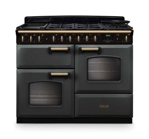 Rangemaster 18325 Classic Deluxe OC 110 Dual Fuel Range Cooker in Slate with Antique Brass Trim - CLDLO110DFPSLT/AB1
