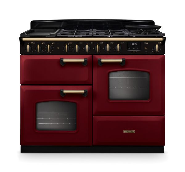 Rangemaster 18329 Classic Deluxe OC 110 Dual Fuel Range Cooker in Bordeaux with Antique Brass Trim - CLDLO110DFPBOR/AB1