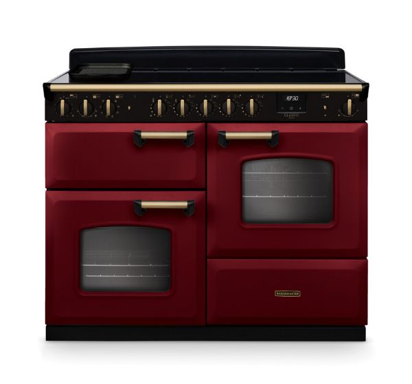 Rangemaster 18349 Classic Deluxe OC 110 Induction Range Cooker in Bordeaux with Antique Brass Trim - CLDLO110EIPBOR/AB1