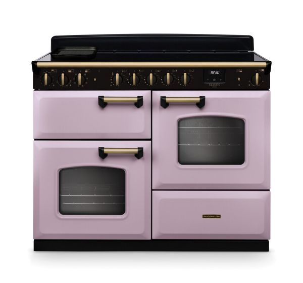 Rangemaster 18416 Classic Deluxe OC 110 Induction Range Cooker with Proving Drawer in Heather with Antique Brass Trim - CLDLO110EIPHTH/AB1