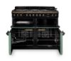 Rangemaster 18366 Classic Deluxe BC 110 Dual Fuel Range Cooker with Slow Cook Oven in Mineral Green with Antique Brass Trim - CLDLB110DFPMGR/AB1_doors open
