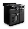 Rangemaster 14538 Classic Deluxe 90 Dual Fuel Range Cooker in Slate with Chrome Trim - CLDL90DFPSLT/CM1_angled