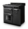 Rangemaster 14538 Classic Deluxe 90 Dual Fuel Range Cooker in Slate with Chrome Trim - CLDL90DFPSLT/CM1_angled