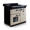 Rangemaster 14677 Classic Deluxe 100 Induction Range Cooker in Pale Cream with Chrome Trim - CLDL100EIPPCR/CM1_angled view