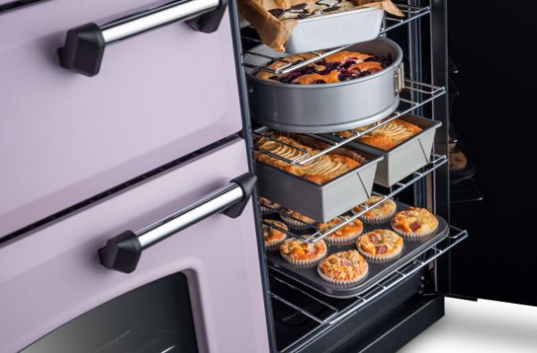 Rangemaster 17799 Classic Deluxe  90 Dual Fuel Range Cooker in Heather with Chrome Trim - CLDL90DFPHTH/CM1_tall oven