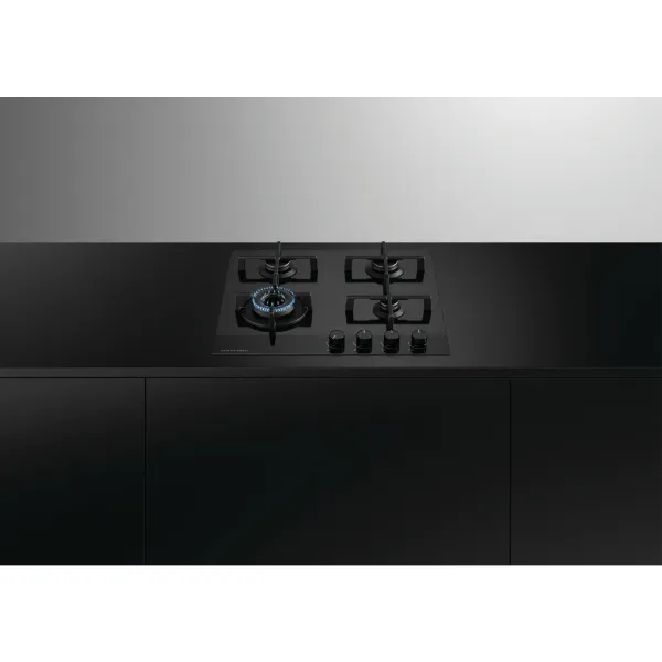 Fisher & Paykel CG604DLPGB4 60cm 'Gas on Glass' 4 Burner - BlackFront