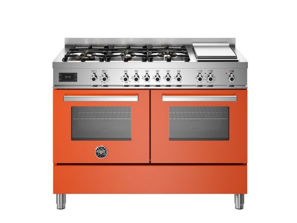 Bertazzoni Professional 120cm Dual Fuel Range Cooker with Twin Oven in Arancio