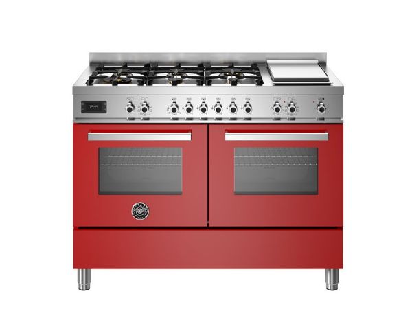 Bertazzoni Professional 120cm Dual Fuel Range Cooker with Twin Oven in Rosso