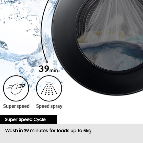 Samsung WD11DG5B15BBEU Series 5 AI Energy 11kg/6kg 1400 Spin Washer Dryer - Black_super speed cycle