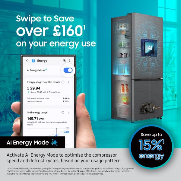 Samsung RB34C632EWW/EU 59.5cm 60/40 SpaceMax™ Frost Free Fridge Freezer - White_ai energy mode