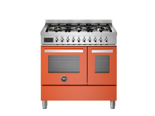 Bertazzoni Professional 90cm Dual Fuel Twin Oven Range Cooker in Arancio