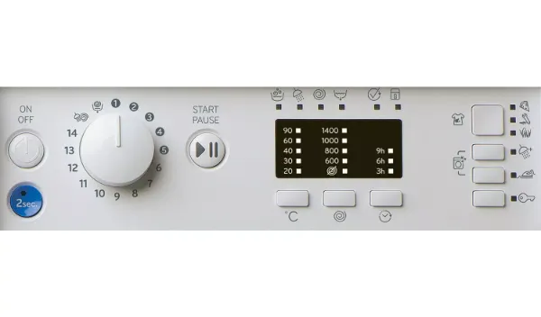 Indesit BI WMIL 81485 UK Push&Go 8kg Integrated Washing Machine controls 2