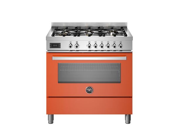 Bertazzoni Professional 90cm Single Aspirational Dual Fuel Range Cooker in Arancio