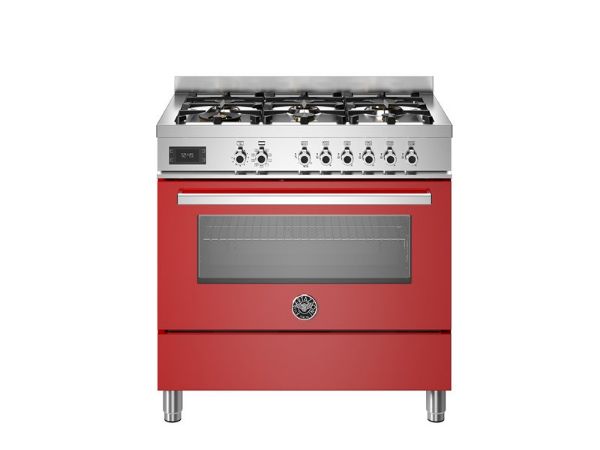 Bertazzoni Professional 90cm Single Aspirational Dual Fuel Range Cooker in Rosso