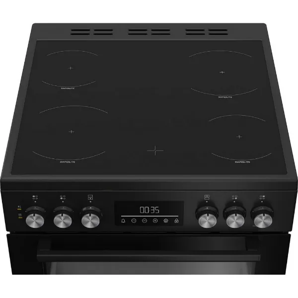 Beko EDC6731K 60cm Double Oven Electric Cooker with Vitroceramic Hob - Black_hob