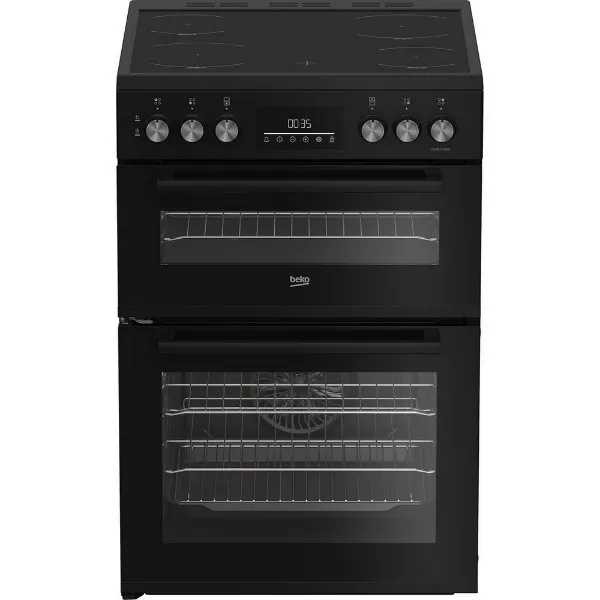 Beko EDC6731K 60cm Double Oven Electric Cooker with Vitroceramic Hob - Black_main