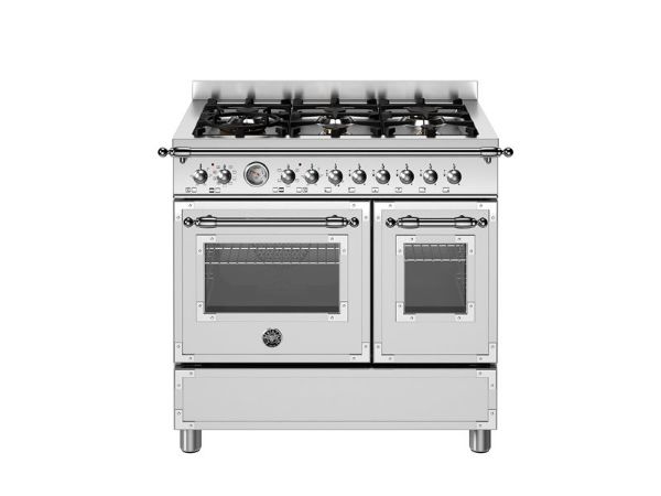 Bertazzoni Heritage 90cm Dual Fuel Range Cooker Twin Oven in Stainless Steel
