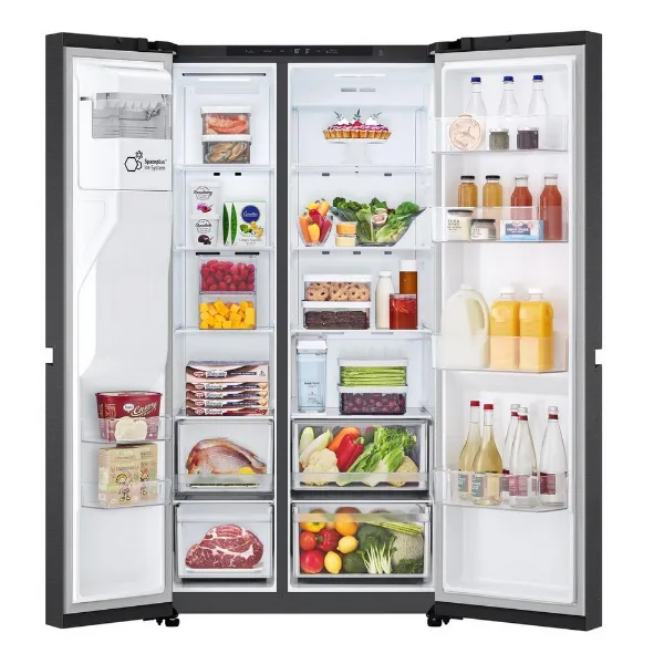 LG GSLC40EPPE 91.3cm 50/50 Frost Free American Fridge Freezer - Matte Black_interior full