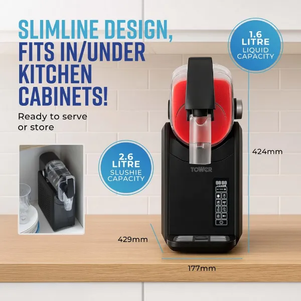 Tower T19058 2.6l Frozen Drink Slushi Maker - Black_slimline design