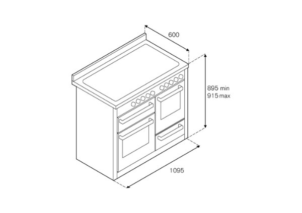 Bertazzoni Master 110cm XG Induction Range Cooker in Bianco_Dimensions
