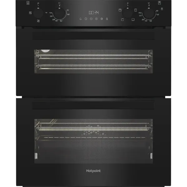 Hotpoint DUH 12G1 B 72cm Built Under Double Fan Oven in Black with Telescopic Shelf_main