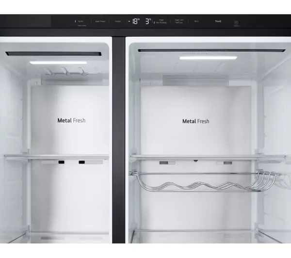 LG GSLE91EVAB 623L Side-By-Side Fridge Freezer with Water & Ice Dispenser in Essence Black Steel_shelves