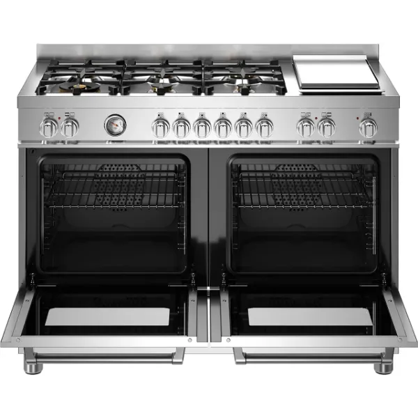 Bertazzoni Master Deluxe 120cm Dual Fuel Twin Oven Range Cooker in Stainless Steel_open