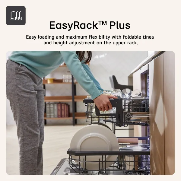 LG DF587HMS 14 Place Setting TrueSteam™ Full Size Freestanding Dishwasher in Matte Black_easyrack plus