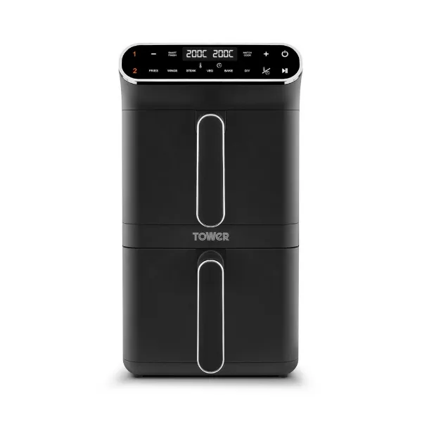 Tower T17190 Vortx 11L Dual Layer Air Fryer - Black with Chrome Trim_main