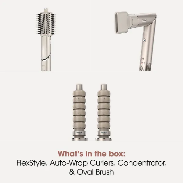 Shark HD426SLUK FlexStyle Air Styler & Hair Dryer for Straight & Wavy Hair - 3 Attachments - Stone_box contents