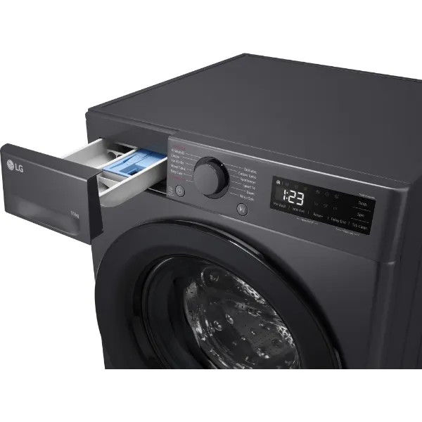 LG F4Y511GBLN1 11kg AI Direct Drive Washing Machine in Slate Grey_open drawer