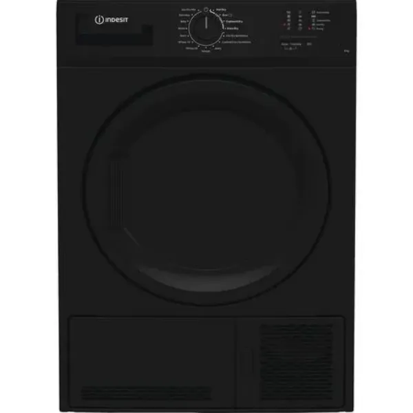 Indesit CYDC82BBGLUK Condenser Sensor Dry 8kg Tumble Dryer in Black 