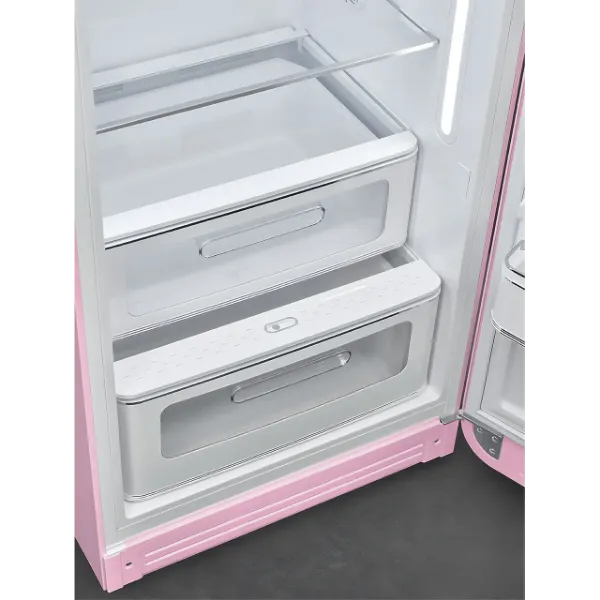 Smeg FAB28RPK6 60cm 50’s Style Right Hand Hinged Free Standing Refrigerator In Pastel Pink