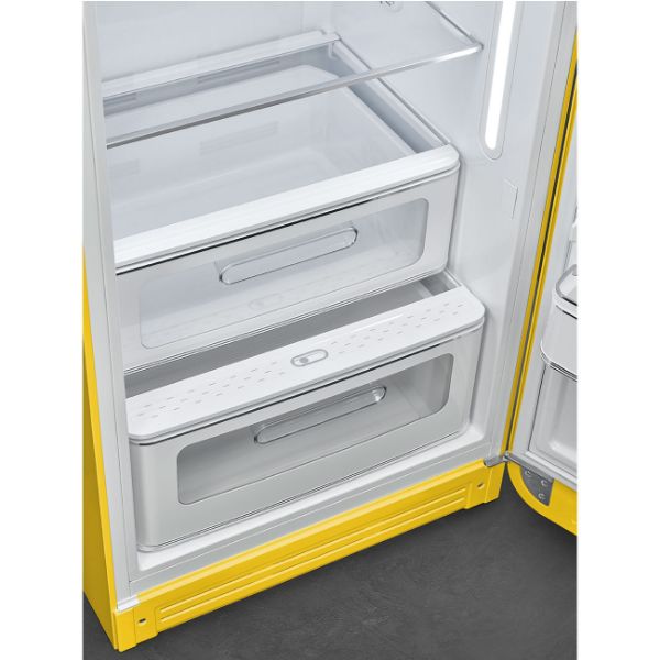 Smeg FAB28RYW6 60cm 50’s Style Right Hand Hinged Free Standing Refrigerator In Yellow