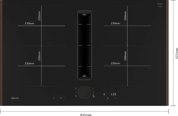 Neff V68YYX4C0 Flex Design 80cm Induction hob with Integrated Ventilation System in Black