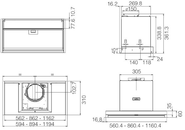 Elica BOXIN-AD-AT-60 Boxin Advance 60cm Integrated Hood in Stainless Steel