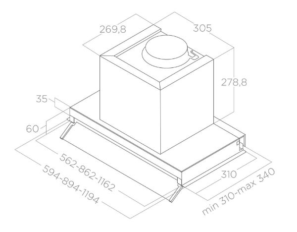 Elica BOXIN-LX-BL-90 Boxin Lux 90cm Integrated Hood in Black