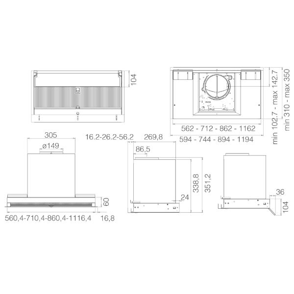 Elica BOXN-AD-DRY-90 Boxin Advance Dry 90cm Integrated Cooker Hood in Stainless Steel