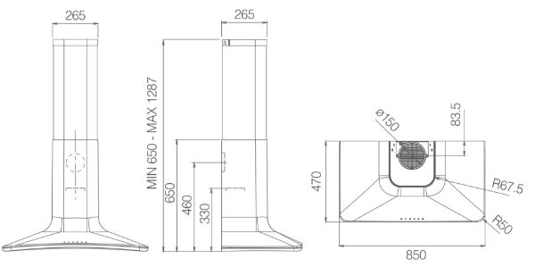 Elica DOLCE-WHITE 85cm Wall Mounted Cooker Hood in White