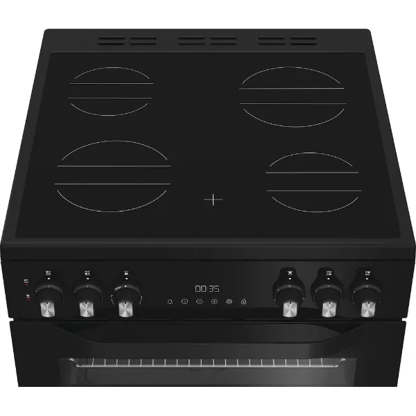 Hotpoint HTE6VDCB1 60cm Electric Twin Cooker with Multiflow in Black
