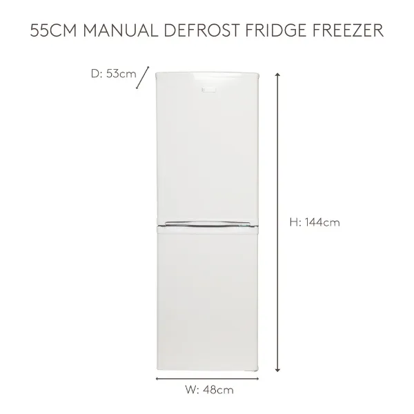 Haden HK144W-E 48cm 50/50 Freestanding Fridge Freezer in White