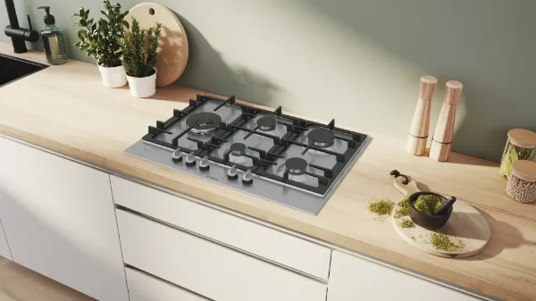 Bosch PCS7A5I90 Series 6 75 cm 5 Burner Gas Hob in Stainless Steel