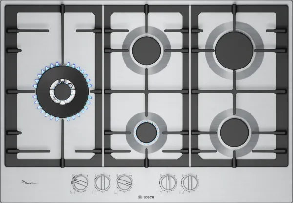 Bosch PCS7A5I90 Series 6 75 cm 5 Burner Gas Hob in Stainless Steel