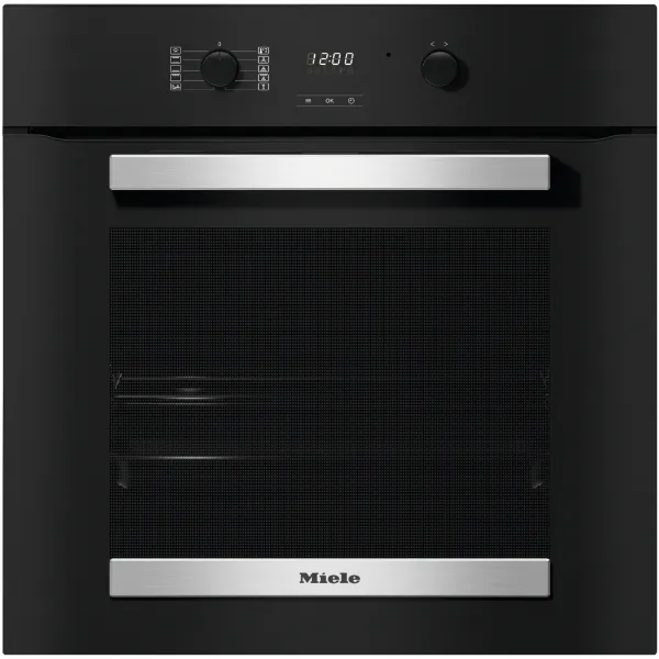 Miele H 2455 B 60cm Built In Single Electric Oven in Obsidian Black & Stainless Steel Effect