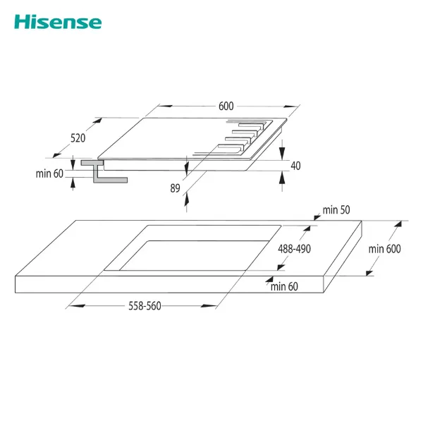Hisense GM642XHS 60cm Gas Hob - Stainless Steel