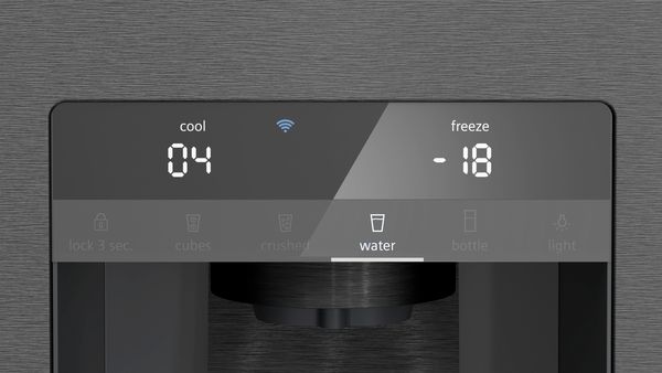 Siemens KF96DPXEA American Style Fridge Freezer with French Doors in Brushed Black Steel anti-fingerprint