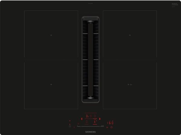 Siemens ED711HQ26E 70cm Induction Hob with Integrated Ventilation System in Black